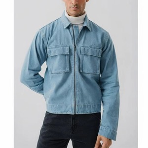 แจ็คเก็ตยีนส์ผู้ชายแบบขายส่งปี 2026 แบบกำหนดเอง กระเป๋าหน้าแบบตั้งเคลือบกันน้ำ อุ่นสำหรับฤดูหนาว ซิป บริการ OEM ปรับแต่งได้ - Product Image 6