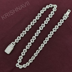 สร้อยคอแบบ Cuban Link ขนาด 10 มม. ประดับเพชร VVS Lab Diamond ดีไซน์ Infinity Chain สไตล์ฮิปฮอป  แบบสั่งทำได้  สำหรับผู้ชายและผู้หญิง  เครื่องประดับสุดหรู  เหมาะเป็นของขวัญ - Product Image 1