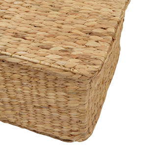 Minimalist Handwoven Wicker Bed End Storage <b>Trunk</b>, Natural Water Hyacinth Blanket Basket With Lid For Home Decor - Product Image 3