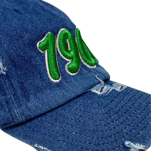 AKA 1908 Denim Hat Blue Embroidered Letter Baseball <b>Cap</b> Adjustable Washed Denim Headwear Casual Fashion <b>Vintage</b> Style <b>Cap</b> - Product Image 6