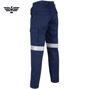 Mens Navy Blue Fluorescent Reflective Polyester Silk Screen Printed <b>Work</b> <b>Pants</b> Multi-Pocket <b>Cargo</b> Design Industrial - Product Image 6