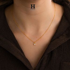 Dainty Gold <b>Padlock</b> Necklace with Lab Grown Diamond Minimalist Everyday Jewelry - Product Image 1