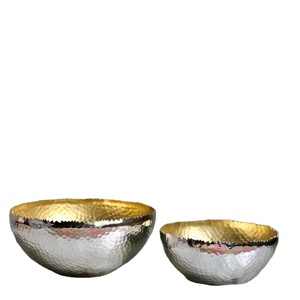 Metal <b>Hammered</b> Set of 2 Nickel PLated and Golden High Quality Candle Bowl for Home and Party Decoration Candle Jar Bowl - Product Image 1