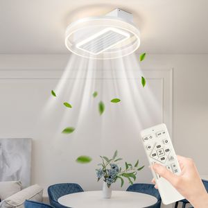 20\" Modern LED Bladeless <b>Ceiling</b> Fan <b>Light</b> with <b>Remote</b> <b>Control</b> Adjustable Air Circulation Flush Mount <b>Ceiling</b> Lamp B - Product Image 4