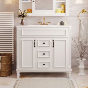Mobile Bagno Moderno da 36 Pollici con Lavabo Singolo, 2 Ante e 2 Cassetti con Chiusura Ammortizzata - Product Image 2