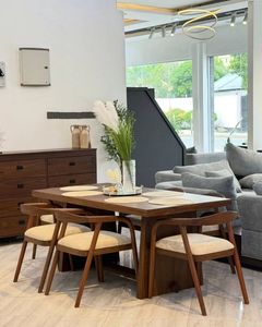 Juego de Mesa de Comedor Moderno de Madera de Teca Sólida, Sillas de Comedor Minimalistas de Estilo Escandinavo, Muebles para Hotel o Villa - Product Image 4