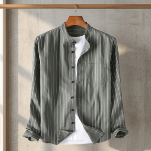 Camisa de Manga Larga con Estampado de Puntos Multicolor para Hombre, Producto de Venta Caliente de Primavera/Otoño, Cómoda, Transpirable, de Algodón y Lino, con Cierre de Botón - Product Image 4