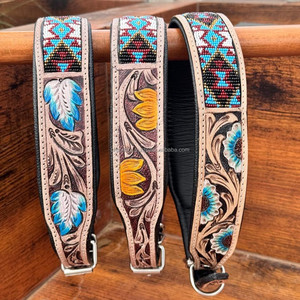 Nouveau design collier de chien en cuir de luxe usiné à la main multifonctionnel et léger avec sculpture pliable rembourrée souple prix de gros - Product Image 6