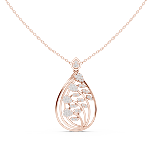 Collier pendentif diamant en forme de goutte d'eau avec chaîne en or rose 14 carats, bijoux de luxe pour femme, idéal pour fiançailles, mariage et soirées - Product Image 3
