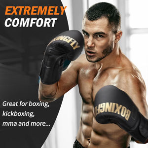 Fabricante OEM de Guantes de Boxeo Profesionales, Guantes Duraderos de Cuero PU con Correa, Dedos Completos, para Muay Thai y MMA - Product Image 2