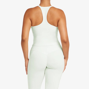 Camisetas sin mangas blancas para mujer, ropa de yoga y fitness, camiseta sin mangas elástica con espalda descubierta, camiseta ajustada para mujer - Product Image 3