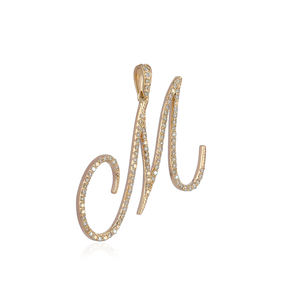 Pendentif initial M en diamant naturel, or jaune 14 carats, fait main, grand pendentif, bijoux fins, vente en gros, cadeau d'anniversaire - Product Image 2
