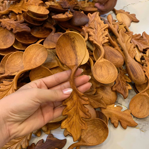 Vietnam Vintage Scoop Leaf Wooden <b>Spoon</b> Solid Wood Material for Seasoning Scoop Coffee Tea Kitchen Serving Use - Product Image 1