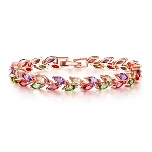 Бестон, оптовая продажа, роскошные женские позолоченные разноцветные браслеты из сплава циркона