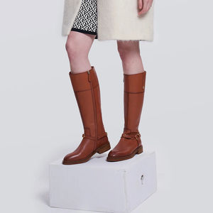 Bottes d'équitation en cuir véritable pour homme, de haute qualité, neuves, avec fermeture éclair longue, bottes hautes en cuir, avec logo personnalisé - Product Image 4