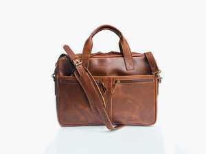 Nouveautés : Sacoche d'ordinateur portable professionnelle moderne, grande capacité, imperméable, en cuir véritable, légère et portable - Product Image 5