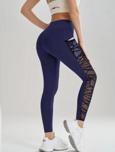 High Waist Seamless <b>Knitted</b> <b>Leggings</b> Full Length Solid Sporty Women's Yoga Pants with Side Pockets High Stretch - Product Image 2