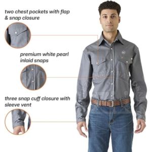 Chemise en jean ignifuge pour homme OEM, chemise à manches longues résistante au feu en coton, chemise de soudage légère FR - Product Image 3