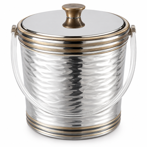 Creative Stainless Steel <b>Ice</b> Bucket With and Brass Accents Rippled Metal Wine Chiller & Insulated <b>Ice</b> Bucket for Home Bar - Product Image 1
