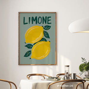 Décoration murale de cuisine : Toile vintage italienne avec citron, fond vert sauge, illustration moderne de fruits, accent pour salle à manger - Product Image 2