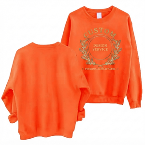 Custom Orange Sweatshirt Fleece Fabric Crewneck <b>Pullover</b> <b>Men</b> Women Streetwear Oversized Autumn Winter Fashion Wholesale Apparel - Product Image 1