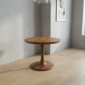 Modern Wooden End <b>Table</b> Round Top Pedestal Base Minimalist Accent <b>Table</b> for Living Room Bedroom <b>Sofa</b> <b>Side</b> <b>Table</b> Home Decor - Product Image 1