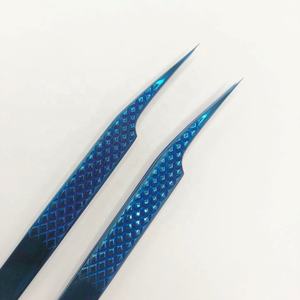 Pince à épiler d'isolation de plasma bleu en acier inoxydable durable professionnel de haute qualité outil d'extension de cils de poignée de diamant - Product Image 5