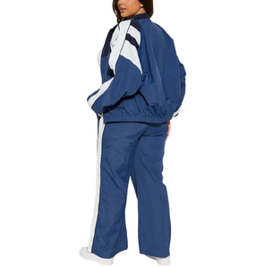 Unisex Casual Windbreaker Tracksuit 2-Piece Set <b>Zipper</b> <b>Top</b> Elastic Waistband Solid Polyester/Nylon High Quality - Product Image 1
