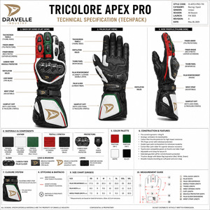 ถุงมือแข่งรถ Dainese แบบเต็มนิ้ว หนังแท้ สีดำ ขาว แดง เขียว สายรัดข้อมือปรับได้ ปิดด้วยแถบตีนตุ๊กแก ป้องกันการกระแทกขณะขับขี่ - Product Image 6