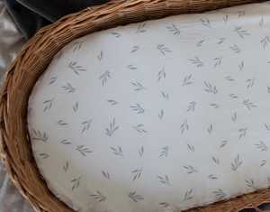 100% Cotton Boho Infant Bedding White Textile Twig <b>Bundles</b> Leaf Pattern Kids' Moses Basket Cradle Mattress Sheet Bedding <b>Set</b> - Product Image 2