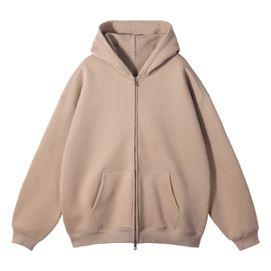 Sweat à capuche épais en molleton de coton, coupe oversize, zippé, style streetwear, design robuste, logo personnalisé, vente en gros OEM - Product Image 4