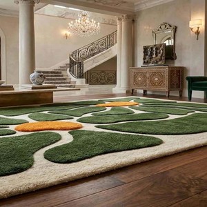 Tapis de designer tufté à la main, motif floral abstrait, tapis moelleux antidérapant moderne pour salon, chambre, hall d'hôtel, décoration - Product Image 2