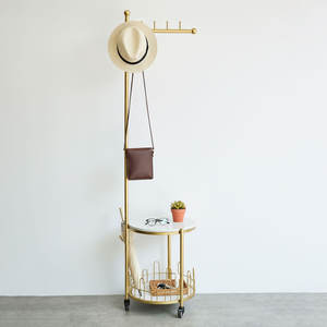 Perchero contemporáneo de acero inoxidable con mesa de mármol y estante de almacenamiento inferior para recibidor, perchero para herramientas - Product Image 5