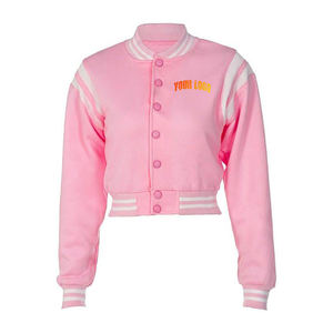 Blouson universitaire court pour femme de haute qualité en peau de mouton et coton, avec logo personnalisé, imperméable, respirant, service OEM 2026 - Product Image 1