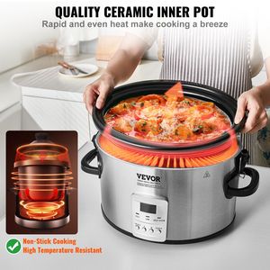Pentola Elettrica per Cottura Lenta 8QT 320W, 3 Livelli di Calore, Timer Digitale fino a 20 Ore, Funzione Blocco, per Cottura Lenta e Sous Vide - Product Image 4