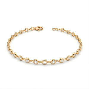 DEF Color 14K Yellow Gold VVS Bezel Set Lab Diamond <b>Lobster</b> <b>claw</b> Wedding Bracelet Diamond Bracelets & Bangles Layering Jewelry - Product Image 2