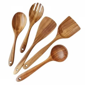 Cuillère de service en bois pour cuisine de restaurant, ustensile de cuisson et de mélange en bois naturel, outil de service robuste, ustensiles de cuisine - Product Image 3