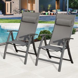 Set di 2 Sedie Pieghevoli da Patio con Seduta in Tessuto Textilene per Uso Esterno - Product Image 5