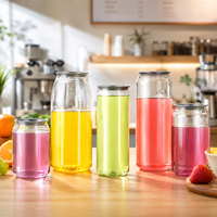 Bocaux transparents en PET pour boissons 250ml 330ml 500ml avec couvercles à pompe pour l'emballage de café, thé, jus et boissons énergisantes