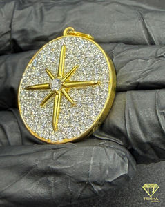 Pendentif médaillon étoile boussole Iced Out, diamant de laboratoire VVS, bijou de luxe tendance pour homme, bijoux hip-hop de créateur - Product Image 5