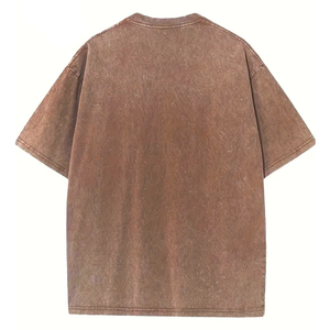 เสื้อยืดโอเวอร์ไซส์คุณภาพสูง สีน้ำตาล คอกลม ไซส์ใหญ่ แขนสั้น สำหรับกิจกรรมกลางแจ้ง ป้องกันแสงแดด ลายฟอกสี สำหรับผู้ใหญ่ - Product Image 2