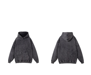 Sweat à capuche pour homme délavé à l'acide, coupe oversize, style streetwear, manches longues, effet vintage, personnalisable - Product Image 2