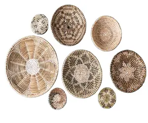 Wholesale Set of 8 Boho Seagrass Wall Basket Decor from Vietnam Best Supplier Contact us for Best Price