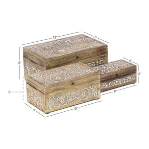 Trending Premium Quality Handmade 3 Piece Solid Mango Wood <b>Box</b> Set Hand Carved Antique <b>Floral</b> Decorative Keepsake <b>Box</b> - Product Image 5