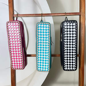 Nouvelle Étui à Fer à Boucler en Cuir de Vachette Ciselé à Carreaux Fait Main Résistant à la Chaleur en Cuir Véritable pour Rangement d'Outils de Coiffure et Pochette de Voyage - Product Image 4