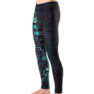 Leggings de compression longs pour hommes, noirs, en spandex et nylon, taille élastique, couleur unie - Product Image 4