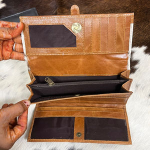 New Arrival Hair On Cowhide Leather <b>Wallets</b> for Women's Slim <b>Wallet</b> Trifold High Quality Genuine Leather Western Clutch <b>Wallet</b> - Product Image 4