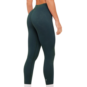 Women's Seamless <b>Acid</b> <b>Wash</b> <b>Leggings</b> Dark Teal Textured Yoga Pants High Rise Compression Tights for Gym Training and Sportswear - Product Image 2