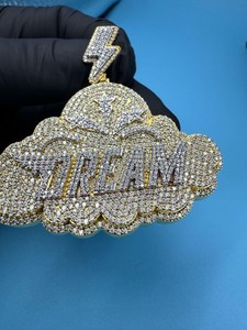 Pendentif Lettre Personnalisée avec Nuage en Moissanite Sertie de Pierres pour Bijoux Fins en Argent Sterling 925 Pendentifs & Breloques - Product Image 3