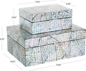 Handcrafted Eco-Friendly Mother of Pearl Shell Mosaic Rectangle MOP Abstract Inlay Jewelry Storage <b>Box</b> <b>Keepsake</b> Home Decor - Product Image 2